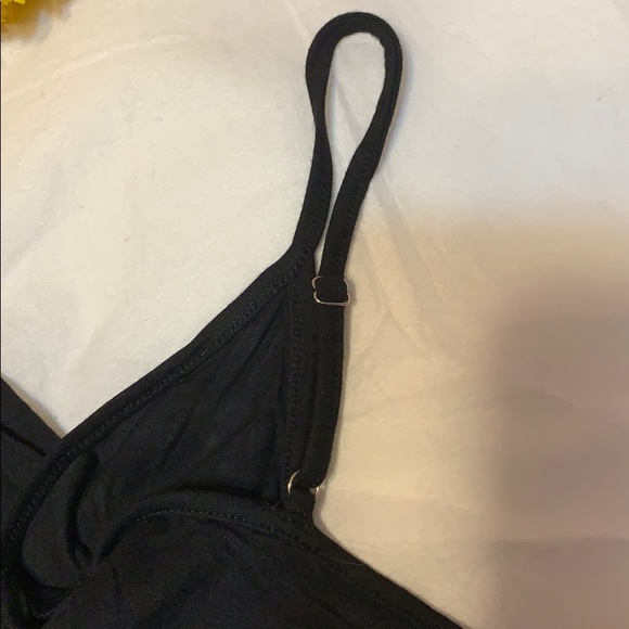 Black Deep V-neck Thin Adjustable Strap  Overlap Jumpsuit - Picture 6 of 8